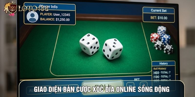 Giao diện bàn cược xóc đĩa online sống động